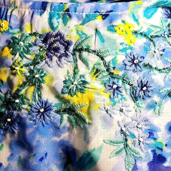 Jason Wu Embroidered Floral Blouse And Cami Size M Sheer Loose Flowy Top Beaded - Picture 3 of 16